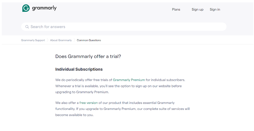 Grammarly Premium Free Trial - Overview
