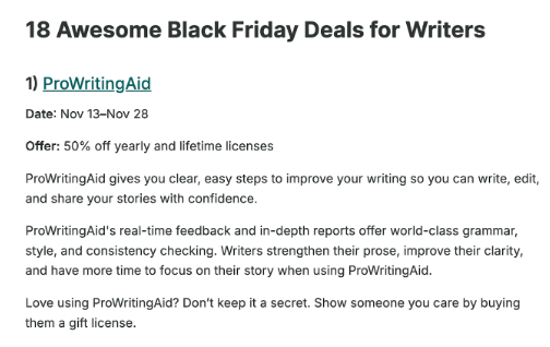 ProWritingAid Black Friday Deals