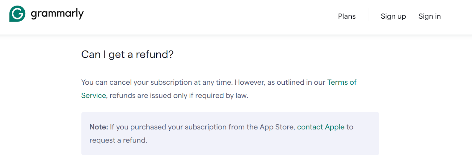 Grammarly Refund Policy 